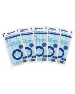 Lifemed Mundschutz mit Elastikbändern Typ II 3-lagig blau 5 x 10 Stück